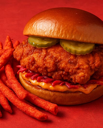 Fuego Fries with Takis Fuego Chicken Sandwich