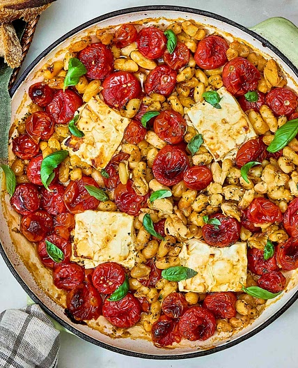 Baked Feta, Tomato & White Bean Skillet