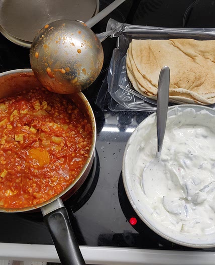 Dal, raita & flatbread