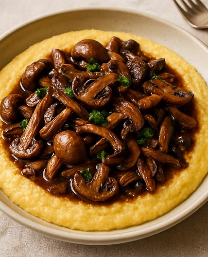 Braised Mushrooms with Polenta