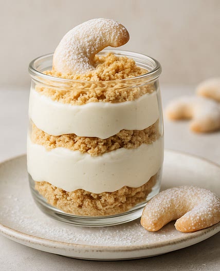 Vanillekipferl-Dessert im Glas