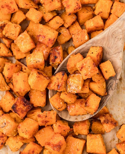 Garlic Parmesan Roasted Sweet Potatoes