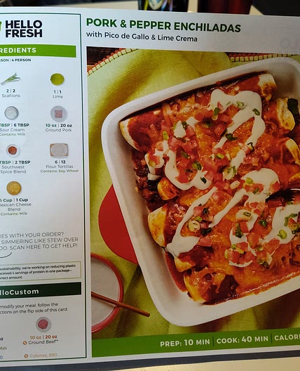 Pork and pepper enchiladas (hello fresh)