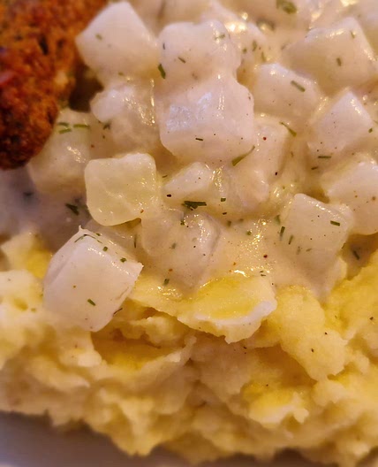 Kartoffelstampf mit cremigem Kohlrabi & Dill