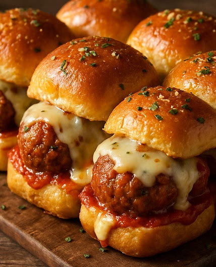 Cheesy Meatball Sliders