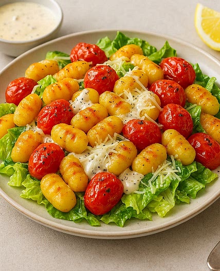 Gnocchi-Salat mit Caesar Dressing