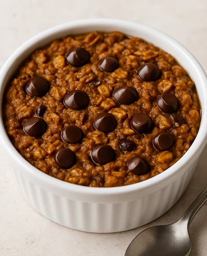 Single Serve Pumpkin Chocolate Chip Baked Oatmeal (Gluten Free)