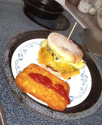 Sausage, egg and cheese English muffin