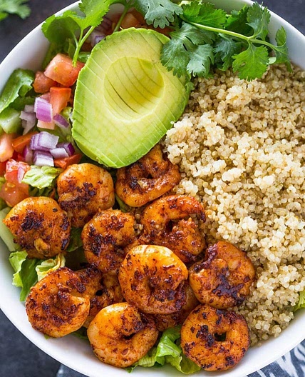 Shrimp Avocado Quinoa Bowls