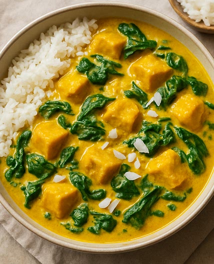 Curry mit Spinat und Kokosnuss