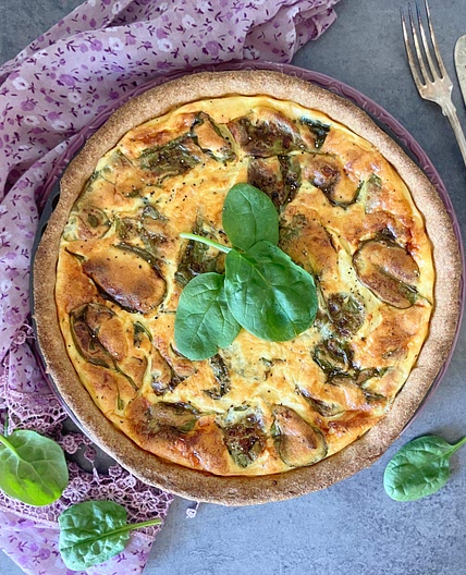 Lighter Cottage Cheese and Spinach Quiche