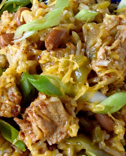 Green Chile Chicken and Rice Skillet