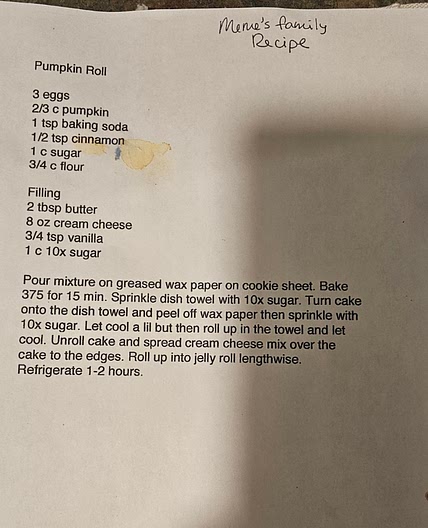 Spease Pumpkin Roll Recipe