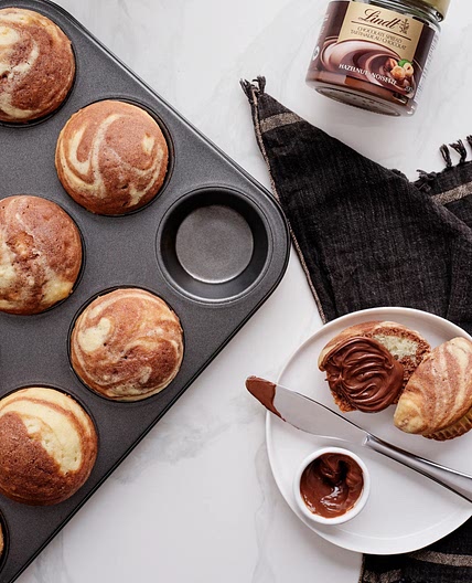 Lindt Chocolate Spread Swirl Muffins