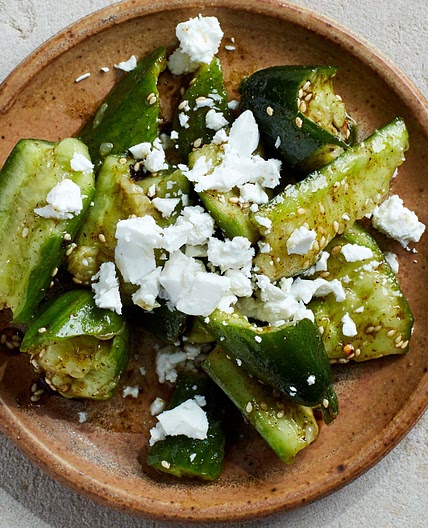 Smashed Cucumber Salad With Za'atar and Feta