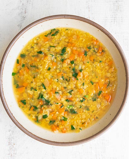 Red Lentil Soup with Carrots and Greens