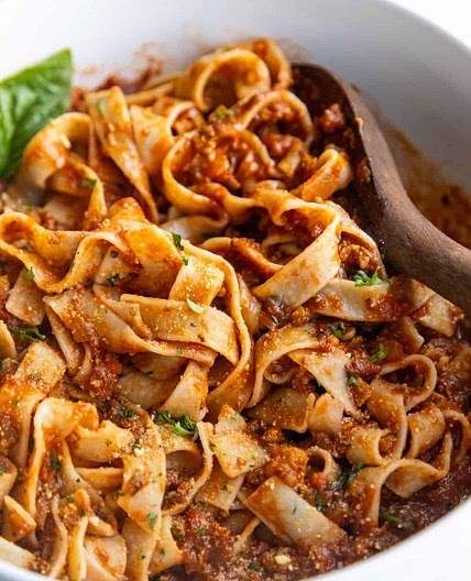 Vegan Bolognese with Tofu Sausage Crumbles