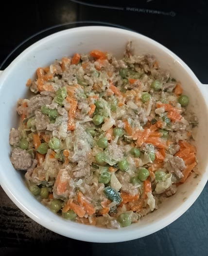 Poêlée de légumes et steck haché