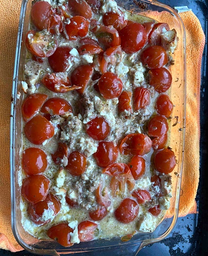 Tomato tuna and feta bake