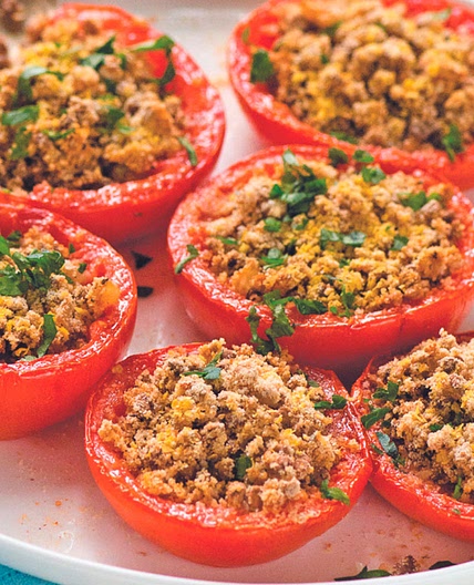 Baked Tomatoes with Lentils
