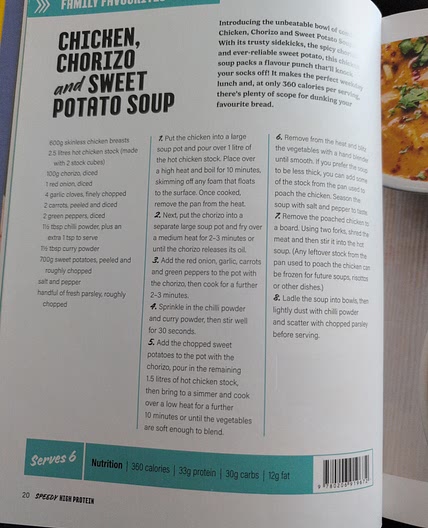 Chicken, Chorizo and sweet potato soup (p20)