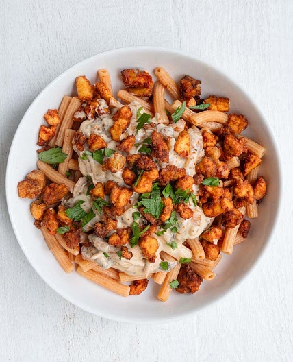 High-Protein Creamy Mushroom Pasta with Tofu (42G)