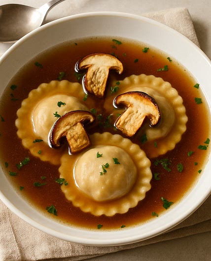 Kraftbrühe mit Steinpilzravioli