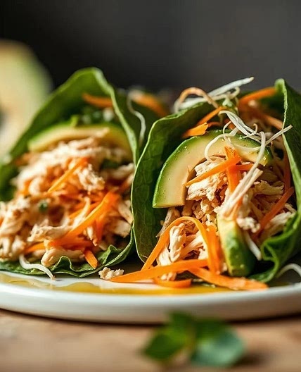 Collard green wraps with Chicken and Avocado