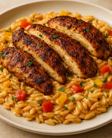 Creamy Jerk Spiced Chicken & Pepper Orzo