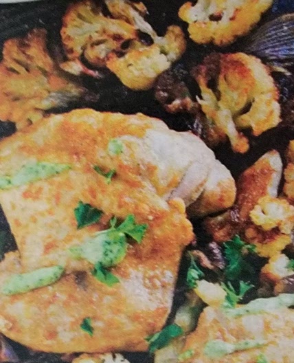 Crispy cauliflower and seitan with tahini sauce