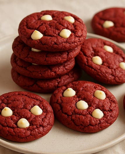 Red Velvet White Chocolate Chip Cookies