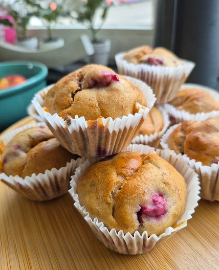 Rasberry banana muffins