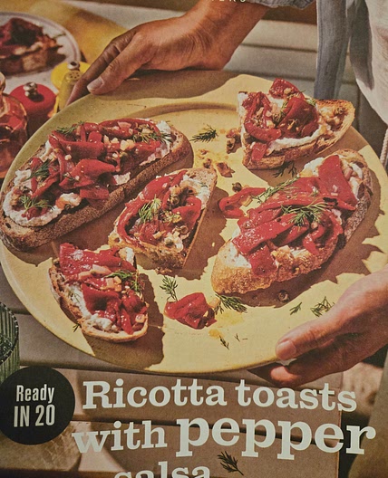 Ricotta toasts with pepper salsa