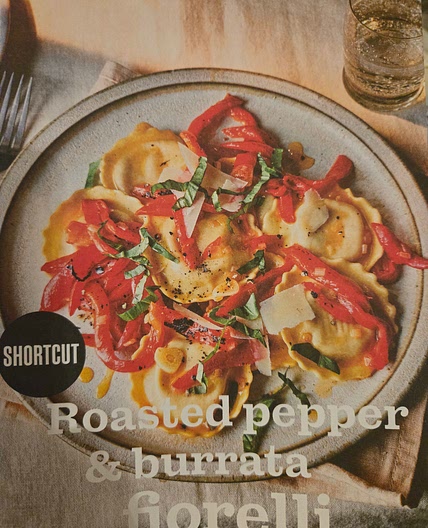 Roasted pepper and burrsta fiorelli/ravioli