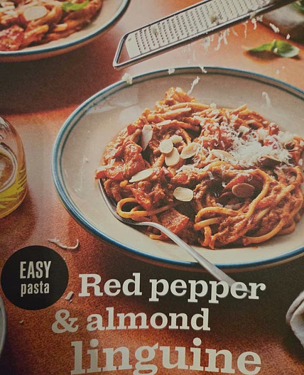 Rep pepper and almond linguine
