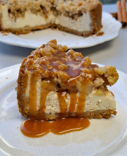 Salted Caramel Apple Crumble Cheesecake