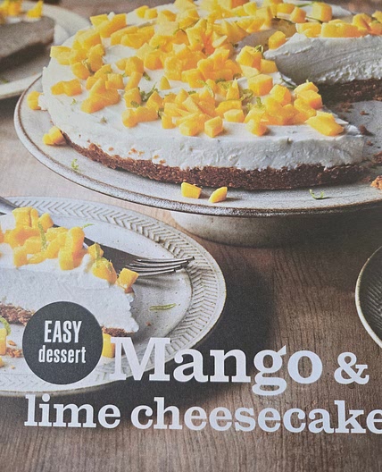 Mango and lime cheesecake