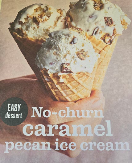 No-churn caramel pecan ice cream