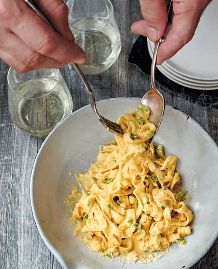 Fettuccine with corn crema