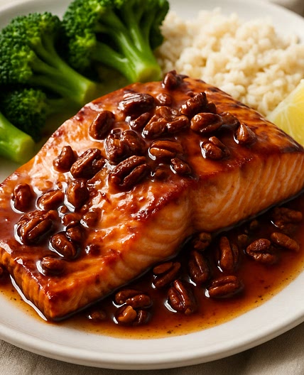 Maple Pecan Glazed Salmon
