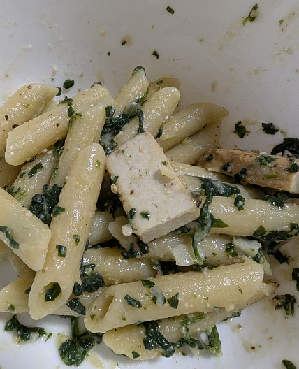 Spinach tofu miso pasta