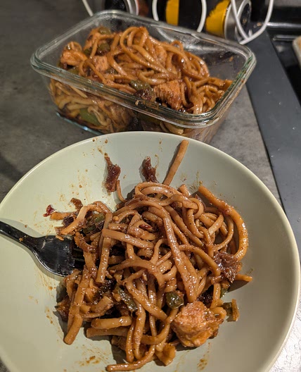 Honey Chipotle Chicken Udon - my version