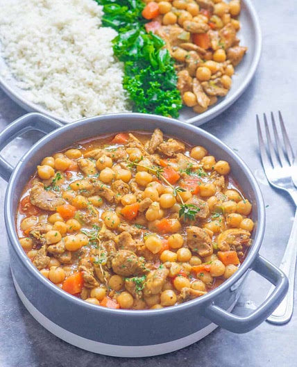 Slow Cooker Chicken, Chickpea & Broccoli Stew