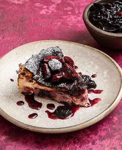 Burnt Basque Cheesecake with Cherry and Balsamic Jam Ripple Recipe