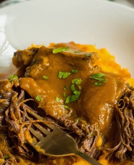 Beef stew with sweet potato mash