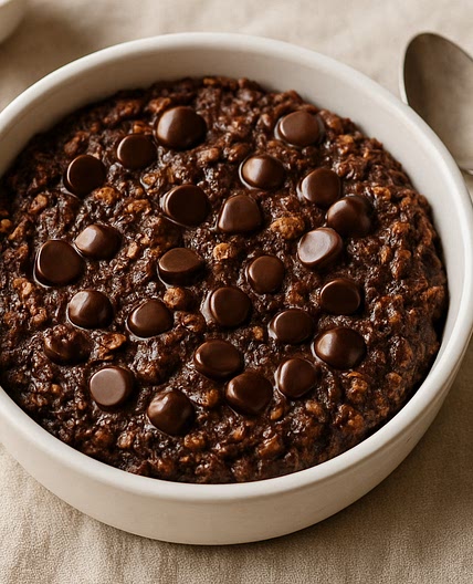 Double Choc Baked Oats with yoghurt