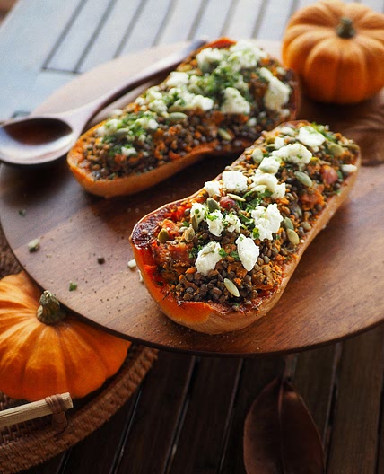 Butternut farci aux lentilles vertes du Puy