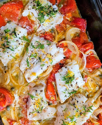 Sheet Pan Cod and Tomatoes