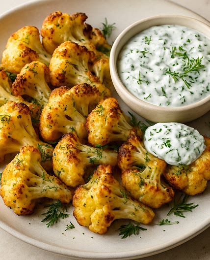 Roasted Cauliflower with Herbed Yogurt Sauce