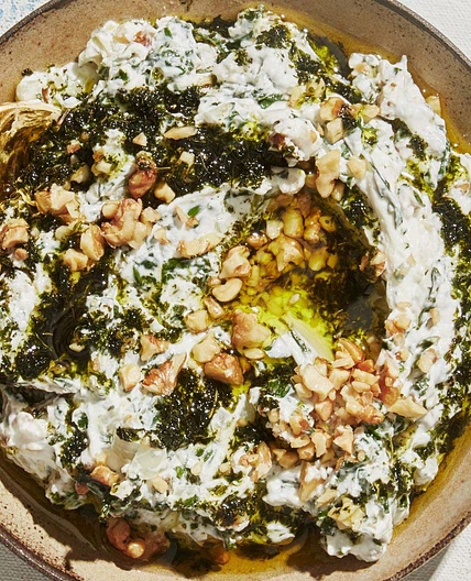Spinach-Yogurt Dip With Sizzled Mint